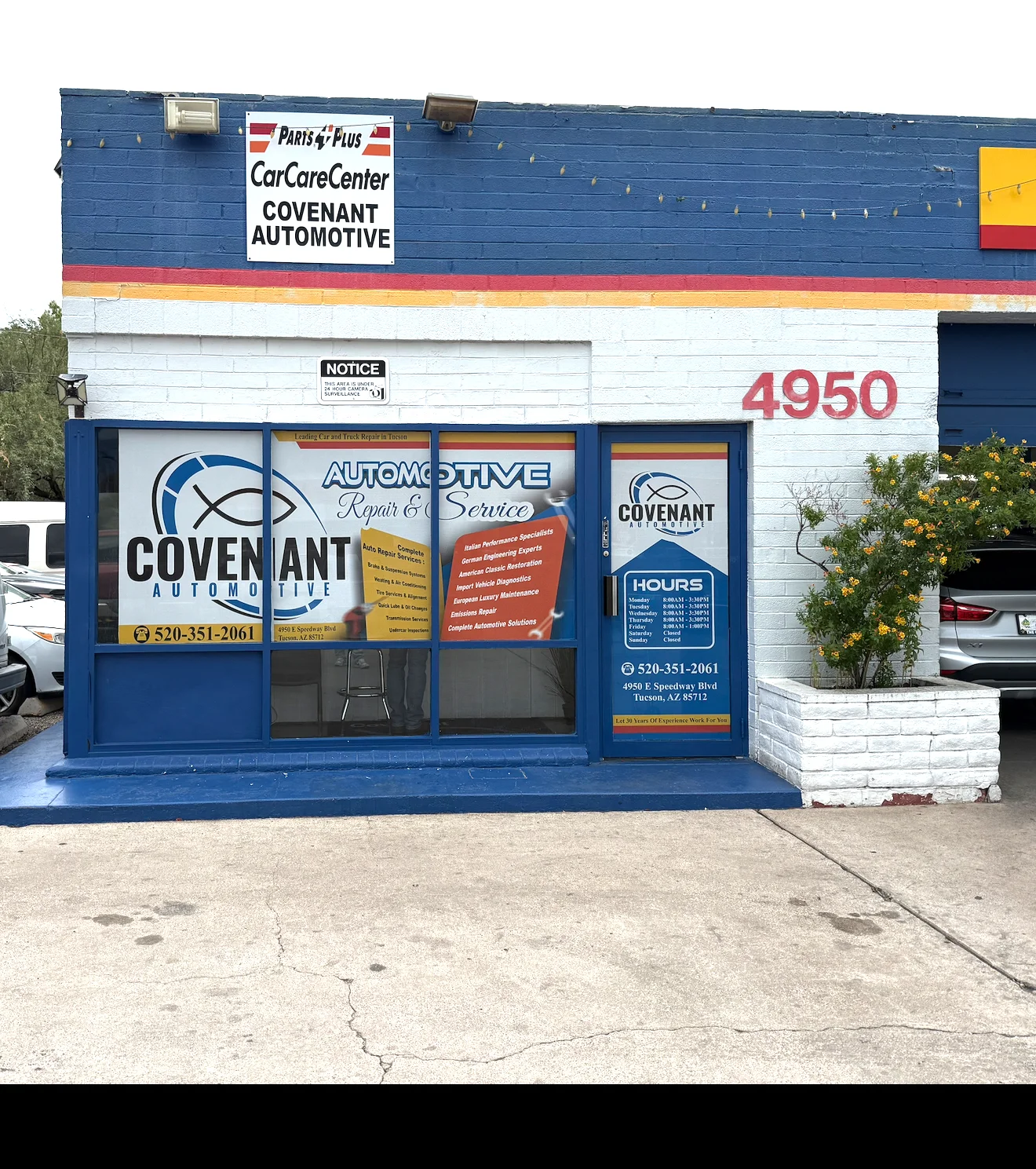 Covenant Automotive storefront window graphics and perforation