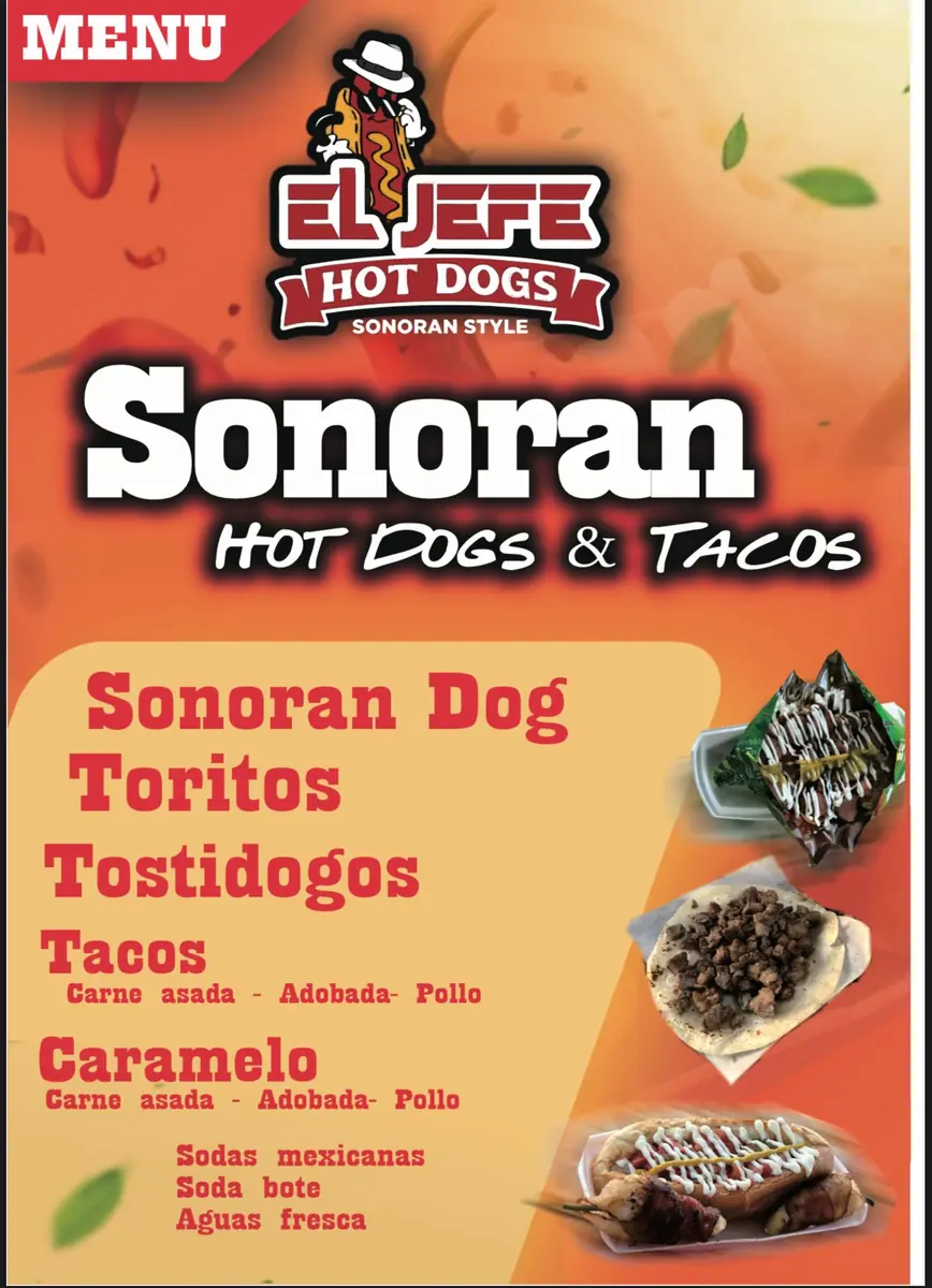 Custom food menu design for El Jefe Hot Dogs, Tucson