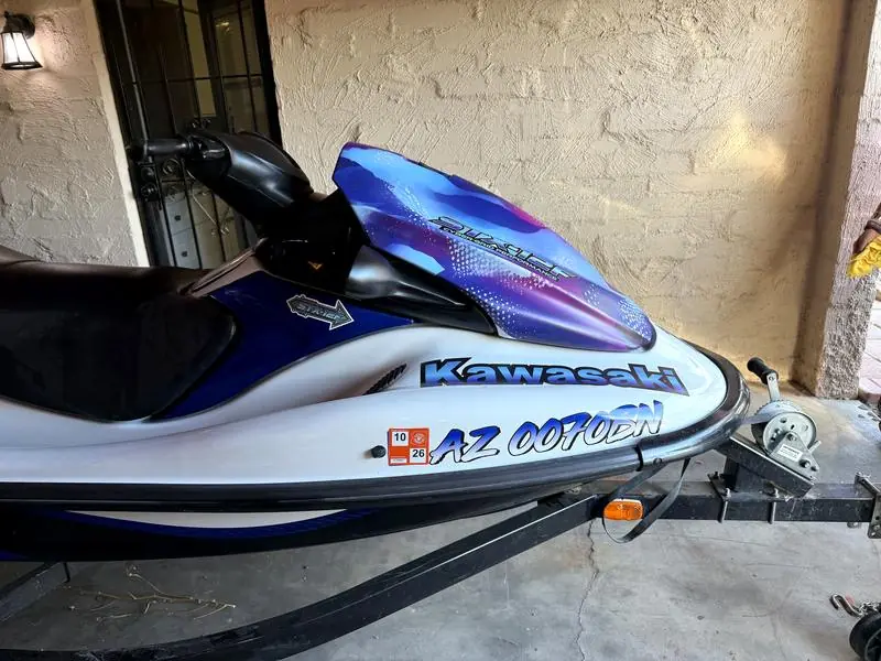 Kawasaki STX-12F jet ski cyber-grid wrap, side view