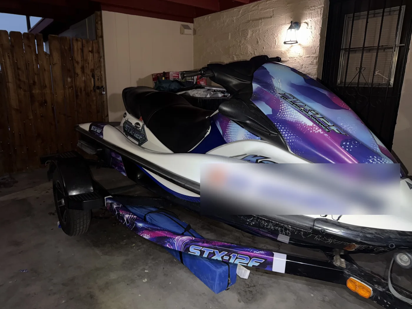 Kawasaki STX-12F jet ski, real photo of Cyber-Grid wrap