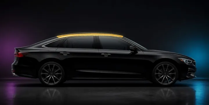 Sedan with the roof highlighted: about 5 ft x 10 ft of vinyl