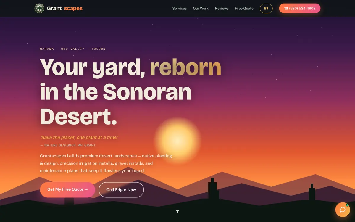 Grantscapes desert landscaping website Marana AZ